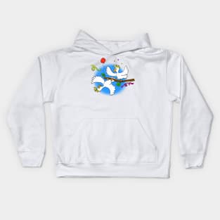 Funny party cockatoo birds cartoon Kids Hoodie